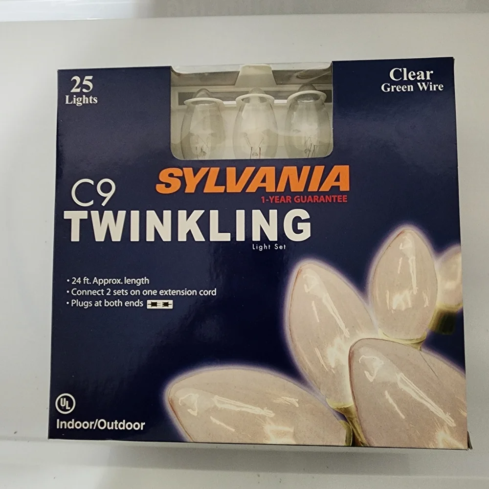 Sylvania C9 Twinkling Light Set Indoor/Outdoor 25 Bulbs Clear Holiday Christmas